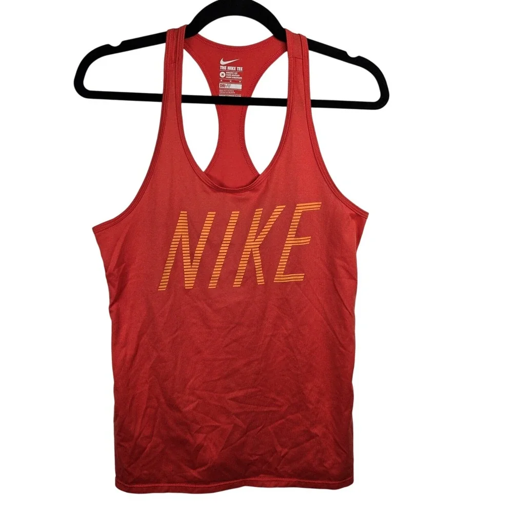 Nike Dri Fit Athletic Cut Red Tank Top Women's Size Medium Running Workout